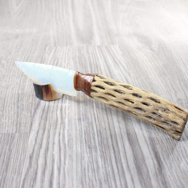 Cholla Cactus Wood Handle Opalite Blade Ornamental Knife #0059     Mountain Man Knife