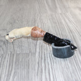 Coyote Foot Handle Obsidian  Blade Ornamental Knife # 27967