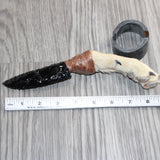 Coyote Foot Handle Obsidian  Blade Ornamental Knife # 27967