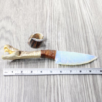 Extra Long Neck Rattlesnake Head Handle Opalite Blade Ornamental Knife #4159     Mountain Man Knife