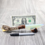 Extra Long Neck Rattlesnake Head Handle Opalite Blade Ornamental Knife #4159     Mountain Man Knife