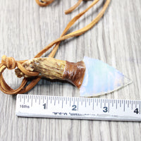 Antler Crown Handle  Blade Knife Necklace  #5159  Mountain Man Necklace