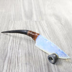Impala Horn Handle Opalite Blade Ornamental Knife #2159     Mountain Man Knife