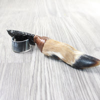 Deer Foot Handle Obsidian Blade Ornamental Knife #1159  Mountain Man Knife