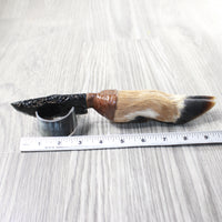 Deer Foot Handle Obsidian Blade Ornamental Knife #1159  Mountain Man Knife