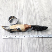 Deer Foot Handle Obsidian Blade Ornamental Knife #1159  Mountain Man Knife