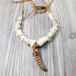 Rattlesnake Rattle Plus Antler Bead  Necklace  #4159    Mountain Man Necklace