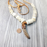 Rattlesnake Rattle Plus Antler Bead  Necklace  #4159    Mountain Man Necklace
