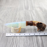Grapevine Wood Handle Opalite Blade Ornamental Knife #0159     Mountain Man Knife