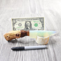Grapevine Wood Handle Opalite Blade Ornamental Knife #0159     Mountain Man Knife