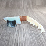 Coyote Jaw Handle Opalite Blade Ornamental Knife # 28267