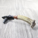 Deer Antler Crown Handle Obsidian Blade Ornamental Knife #2459  Mountain Man Knife