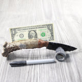 Deer Antler Crown Handle Obsidian Blade Ornamental Knife #2459  Mountain Man Knife