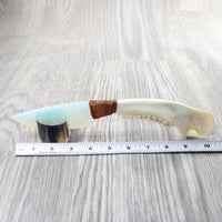 Deer Jaw Handle Opalite Blade Ornamental Knife #1559     Mountain Man Knife