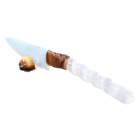 Selenite Spiral Handle Opalite Blade Ornamental Knife #3559     Mountain Man Knife