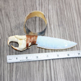 Muskrat Skull Handle Opalite Blade Ornamental Knife #08267