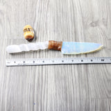 Selenite Spiral Handle Opalite Blade Ornamental Knife #3559     Mountain Man Knife
