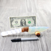 Selenite Spiral Handle Opalite Blade Ornamental Knife #3559     Mountain Man Knife