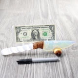 Selenite Spiral Handle Opalite Blade Ornamental Knife #3559     Mountain Man Knife