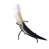 1 Polished Cow Horn With Stand #3559    Natural Colored