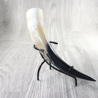 1 Polished Cow Horn With Stand #3559    Natural Colored
