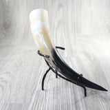1 Polished Cow Horn With Stand #3559    Natural Colored