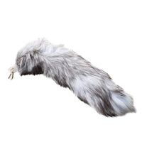 1 Silver Fox Tail Key Ring #3159  Taxidermy Keychain Tassel Bag Tag