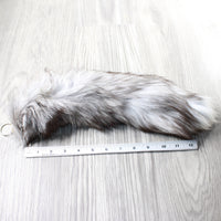 1 Silver Fox Tail Key Ring #3159  Taxidermy Keychain Tassel Bag Tag