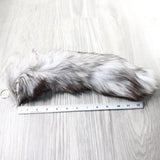1 Silver Fox Tail Key Ring #3159  Taxidermy Keychain Tassel Bag Tag