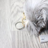 1 Silver Fox Tail Key Ring #3159  Taxidermy Keychain Tassel Bag Tag