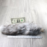 1 Silver Fox Tail Key Ring #3159  Taxidermy Keychain Tassel Bag Tag