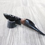 Goat Horn Handle Obsidian Blade Ornamental Knife #6559  Mountain Man Knife