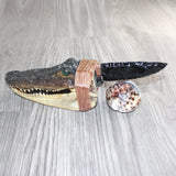 Alligator Head Handle Obsidian  Blade Ornamental Knife # 02267