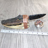 Alligator Head Handle Obsidian  Blade Ornamental Knife # 02267