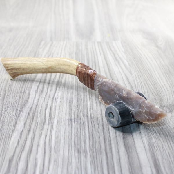 Deer Antler Handle Stone Blade Ornamental Knife #8559    Mountain Man Knife