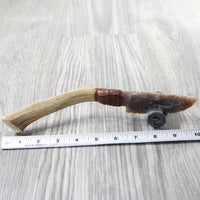 Deer Antler Handle Stone Blade Ornamental Knife #8559    Mountain Man Knife