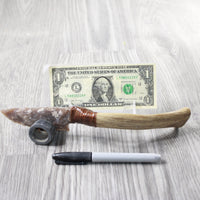 Deer Antler Handle Stone Blade Ornamental Knife #8559    Mountain Man Knife