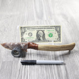 Deer Antler Handle Stone Blade Ornamental Knife #8559    Mountain Man Knife
