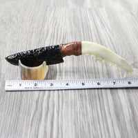 Coyote Jaw Handle Obsidian Blade Ornamental Knife #1659  Mountain Man Knife