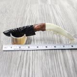 Coyote Jaw Handle Obsidian Blade Ornamental Knife #1659  Mountain Man Knife