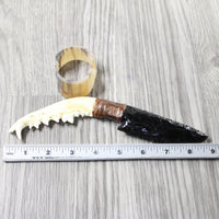 Coyote Jaw Handle Obsidian Blade Ornamental Knife #1659  Mountain Man Knife