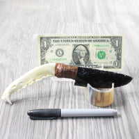 Coyote Jaw Handle Obsidian Blade Ornamental Knife #1659  Mountain Man Knife