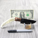 Coyote Jaw Handle Obsidian Blade Ornamental Knife #1659  Mountain Man Knife