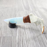 Beaver Jaw Handle Opalite Blade Ornamental Knife #8759     Mountain Man Knife