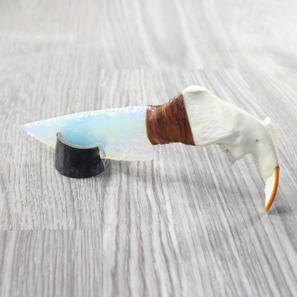Beaver Jaw Handle Opalite Blade Ornamental Knife #8759     Mountain Man Knife