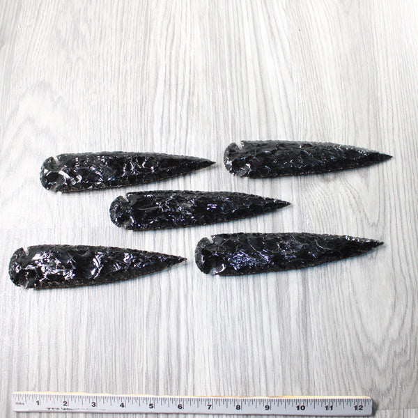 5 Obsidian Ornamental Spearheads  #2759     Arrowhead