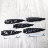 5 Obsidian Ornamental Spearheads  #2759     Arrowhead
