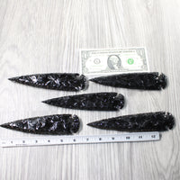 5 Obsidian Ornamental Spearheads  #2759     Arrowhead