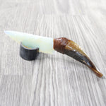 Goat Horn Handle Opalite Blade Ornamental Knife #2759     Mountain Man Knife