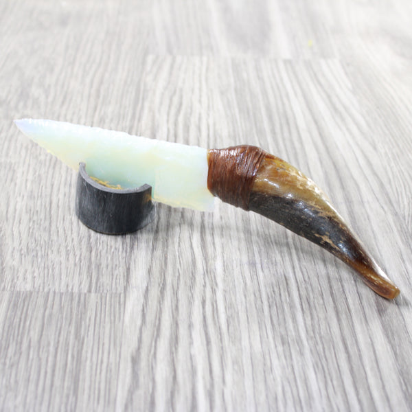 Goat Horn Handle Opalite Blade Ornamental Knife #2759     Mountain Man Knife